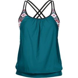 Holipick - playera tipo tankini para mujer, con control de abdomen, parte superior de natación, ajuste holgado, solo sin parte inferior, Turquesa, M