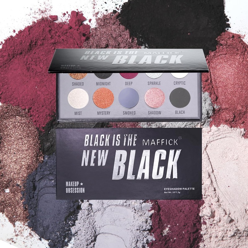 Maffick Paleta de Sombras de Ojos, 10 Colores, Negro y