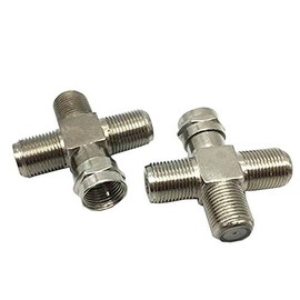F-Type RG6 Coax Cable Splitter Combiner Adapter Connecter for TV Video Antenna Cable Satellite (2 Pack, 4-Way F-Type Male to 3 Female)