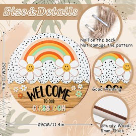 JarThenaAMCS Boho Classroom Welcome Sign Back to School Door Sign Welcome to Our Classroom Door Hanger Wreath for First Day of School Classroom Bulletin Board Window Wall Decor, 1pcs, 11.4in