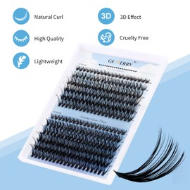 Individual Eyelashes, 240 Pieces, DIY Cluster Eyelashes, 0.07 D Curl, 8-16 mm, 40D + 50D Individual Eyelash Extensions, Volume Eyelash Clusters at Home, GEMERRY Eyelashes (40D+50D-D-0.07-8-16 mm)