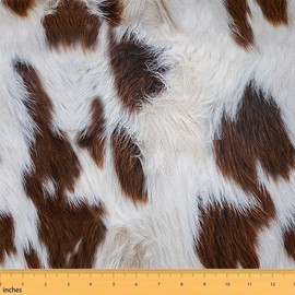 Abstract White Brown Cow Fur Print DIY Fabric by The Yard for Adults Craft Lovers,Farm Cowhide Texture,Decorative DIY Fabric for Upholstery and Home Accents,1 Yard,Rustic Farmhouse,Not Really Cow Fur