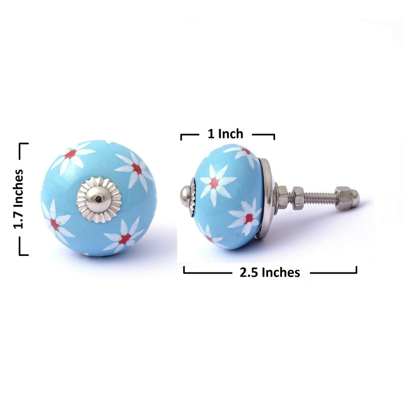 FOLK CRAFT Assorted Door Knobs - Blue Mix Designed Ceramic