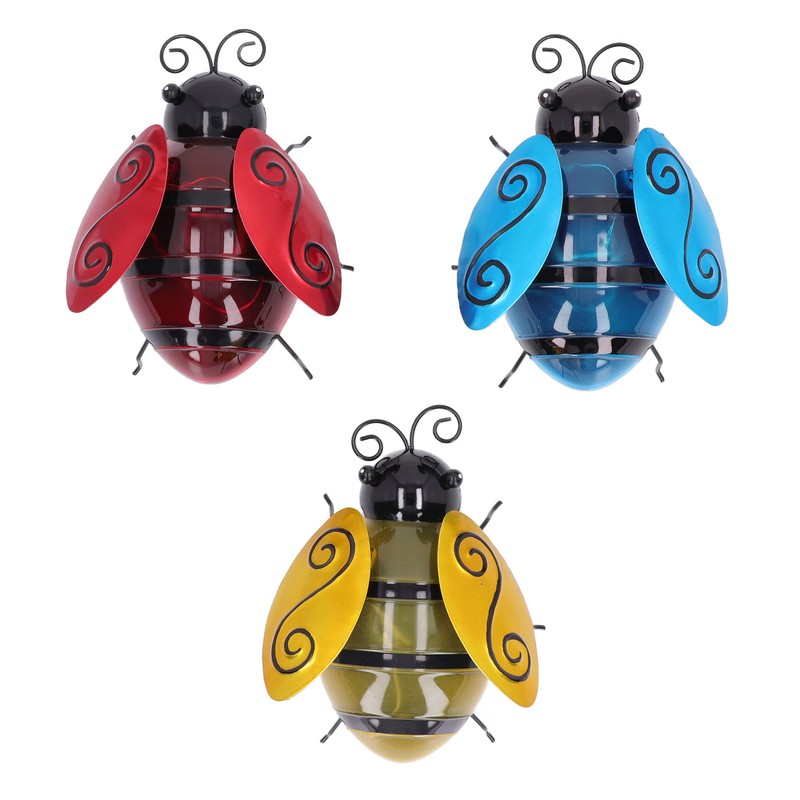 3pcs Solar Bee Lights Cute Innovative Iron Art Solar Powered