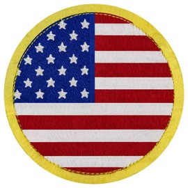 EmbTao US Circle American USA Round National Flag Patch Embroidered Badge Biker Applique Fastener Hook and Loop Emblem