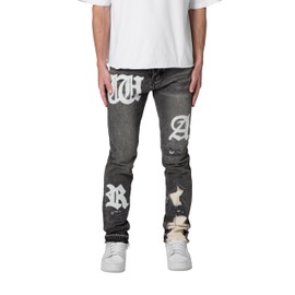 mnml Men's D198 War Straight Denim, Black/White