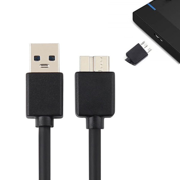 USB-A Male to Micro B Male Hard Disk Cable, USB Microb Cable, Deear USB 3.0 Cable, Micro B Cable, High Speed Data Transfer, Compatible with External HDD/SSD, Hard Drives, HD Cameras, etc. Black (50cm)