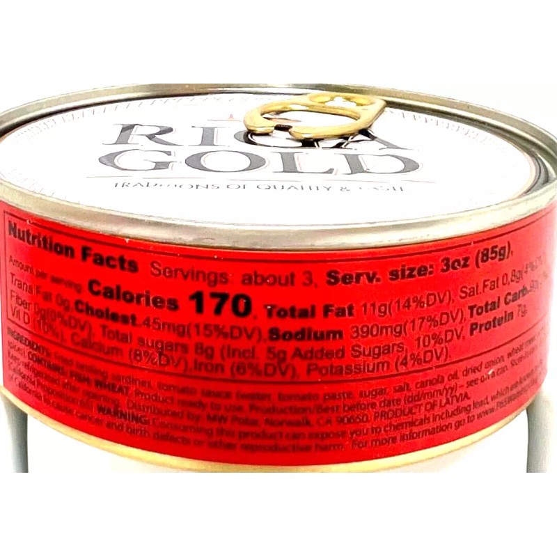 Riga Gold Fried Brisling Sardines In Tomato Sauce Chunk Style