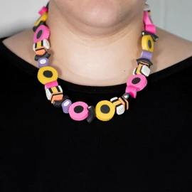 Joe Cool - Retro Liquorice Allsorts Sweet Pendant Necklace | Vibrant Colourful Bead Design | Fashionable Accessory for Every Occasion, Silver Tone Base Metal