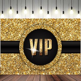 ASDCXZ 6x4ft VIP Backdrop Movie Premiere Award Ceremony Photography Background Black Gold Celebrity Show Activity Catwalks Stage Banner Decorations Man Woman Super Star Portrait Photo Booth Prop