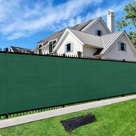 Cisvio Custom Size Privacy Screen Fence -90% Blockage Heavy Duty Windscreen Fencing Mesh Shade Net Cover for Outdoor Walls, Yard, and Backyards (6ft x 12ft, Dark Green)
