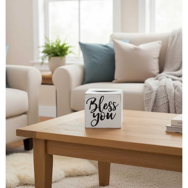 Young's Inc. Wood Bless You Tissue Box Cover - Tissue