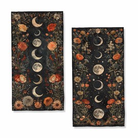 LXCSBD Moon Phases Boho Bath Hand Towels Absorbent Floral Botanic Gothic Bohemian Flower Bathroom Kitchen Towels Set of 2 Face Towels for Bathroom Gym Hotel Sport Decor Gifts for Women Man 14"x28"