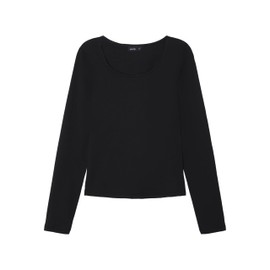 NAME IT Girls' Nlfnove LS Deep O-Neck Short Top Noos Long-Sleeved Shirt, black