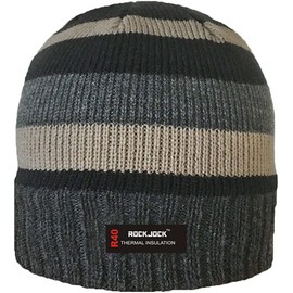 HiFEN® Striped Knitted Fleece Lined Soft Stretchy Beanie Hat with Thermal Insulation Beige