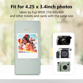 MUZIRI KINOKOO 64 Pockets Photo Album for Fuji Instax Wide 400/Wide 300/Wide 210 Camera, PU Leather Photo Album for 4.25'' * 3.4'' Films, Collection Souvenir Album Book for Wide 400/300/210 - Green