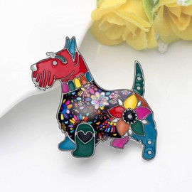 NEWEI Enamel Alloy Scottish Dog Brooch Pins for Women Girls Scarf Decoration Jewlery Charm (Multi)