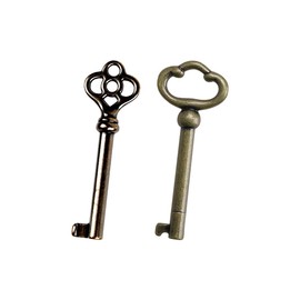 2 Pcs Hollow Barrel Skeleton Keys Antique Metal Skeleton Keys Old Style Cabinet Lock Key Vintage Furniture Skeleton Key for Cupboard