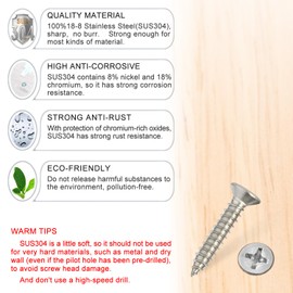 Wood Screws - 120PCS Flat Head Phillips Screws, 304 Stainless Steel Screw with Adjustable Wood Countersink Kit (#6 x 3/4")