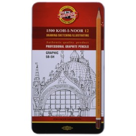 KOH-I-NOOR(コヒノール) セット グラファイト鉛筆 1502 GRAPHIC 12 in SET 1502012009PL