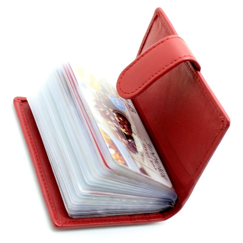 RAS Mens Womens Small Leather 24 Credit Cardholder with Popper