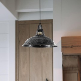 DC Voltage Retro Modern Metal Lamp Shades Ceiling Light Shades 30cm Easy Fit Lampshades for Industrial Pendant Lights Bedroom, Kitchen Antique Shade (2 Pack - Brushed Silver)