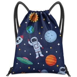 BHAHB Drawstring Backpack for String Bag Waterproof Cute Sports Beach Swimming Travel (13"×17")-Astronaut