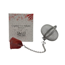 Crystal Tea Infuser, Red Jasper, Stainless Steel Ball Mesh Tea Strainer, Red Jasper Ball Tea Filter with Extended Chain Hook for Brew Fine Loose Tea (Red Jasper)
