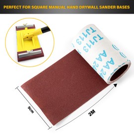 Gomake Square Sandpaper Roll for Drywall, Floor, Woodworking, Pole Sander Total 6 Meters Length (120/240/400 Grit)
