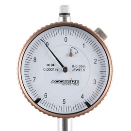 Accusize Industrial Tools Agd2 Style 0-0.05 pulgadas x 0.0001 pulgadas Indicador de esfera con lengüeta trasera, P900-S097