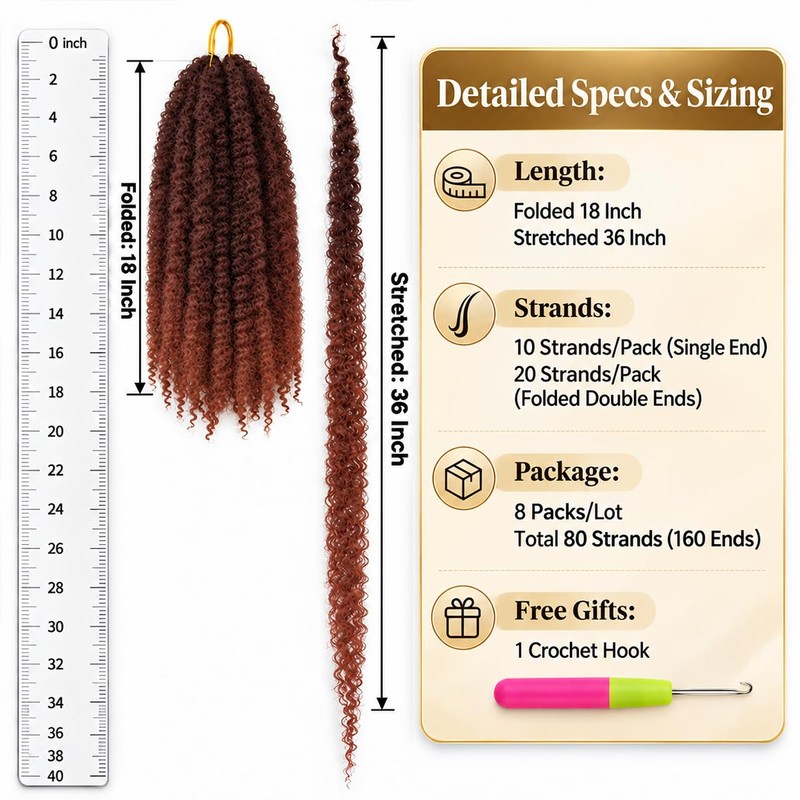 XSASLYET Marley Twist Braiding Hair, Cuban Twist, 18 In,8 Packs,T1B/350