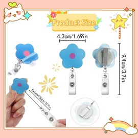 6 Pcs Retractable Badge Reel, 1.69in/4.3cm Retractable Card Holder, Badge Holder Clip Flower Badge Reels with Clip Name ID Card Holders ID Badge Reels with Clip for Doctor, Nurse and Worker