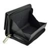 Ladies Real Leather Zip-Around Coin Tray Purse, RFID Protected (Black)
