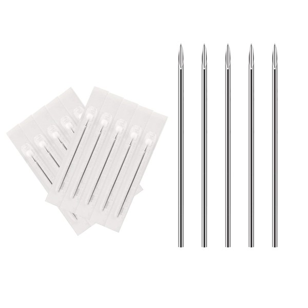 Body Piercing Needles, ATOMUS 10pcs 16G Stainless Steel Sterile Disposable Ear Nose Navel Nipple Lip Piercing Needles