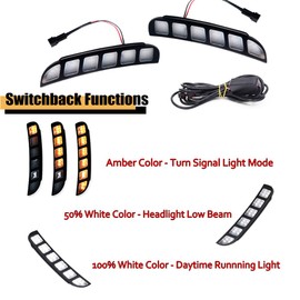 GTINTHEBOX Interruptor de alta potencia ámbar y blanco de doble color LED parachoques delantero DRL luces antiniebla de conducción extremadamente brillante con intermitente señal Kit de lámpara Aj