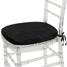YOUR CHAIR COVERS - Velvet Spandex Chiavari Pad Covers (Pack of 10) - Stretch Fitted Chiavari Chair Seat Cushion Cover, Removable Washable Furniture Protector Slipcovers - Black