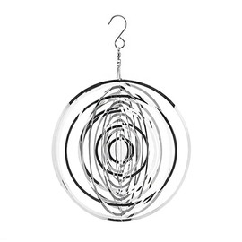 Tiardey 3D Metal Wind Spinner Rotating Fly End Light Effect Design Wind Chimes Home Garden Decoration Outdoor Gift Shiny - Round