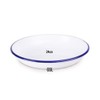 2 x 24cm Round White Enamel Blue Rim Pie Dishes