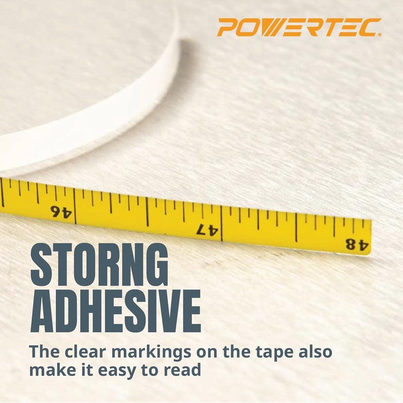 POWERTEC 71163-P2 Left to Right Measure Tape with Adhesive Backing,