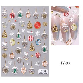 Christmas Nail Art Stickers 5D Embossed Christmas Glitter Light Ball Nail Stickers Christmas Light Nail Art Decals for Nail Art Snowflakes Nail Decoration Winter Self-Adhesive Nail Art Supplies 1Pcs