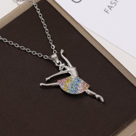 OSCCI Crystal Ballet Dancer Necklace for Women Ballerina Pendant Dance Lover Necklace Costume Party Jewelry (Dancer05)