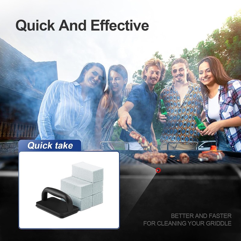 5 Pieces Heavy Duty BBQ Cleaning Bricks with Handle, Scrubbing