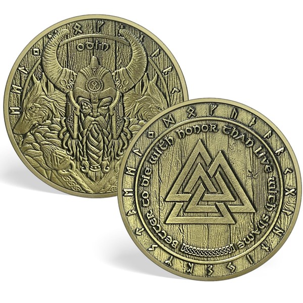 Viking Challenge Coins Norse Odin Valknut Coin Amulet for Men