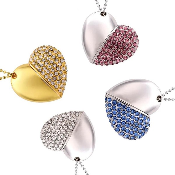 Diskiaplus Jewellery Heart USB Memory Stick 64GB USB 2.0 Flash