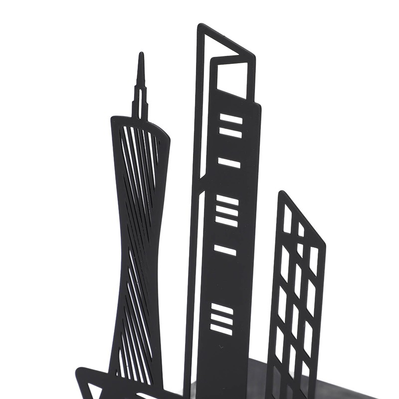 4pcs Bookends Black Architectural Style Decorative Non Slip Metal Desktop