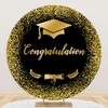 Black and Gold Congratulations Grad Round Backdrop Cover Class of