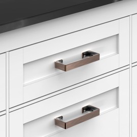 HESTIA HARDWARE 10 Pack | Oil Rubbed Bronze Solid Square Kitchen 3-3/4 Inch Cabinet Pulls Flat Drawer Pulls Drawer Dresser Knobs Furniture Hardware 96mm (Z11.96mm.10.O)