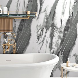 Livelynine 15.8x394 Black and White Marble Wall Paper Peel and Stick Marble Contact Paper for Countertops Waterproof Kitchen Counter Top Covers Adhesive Desk Vinyl Wrap Laminate Countertop Sheets PVC