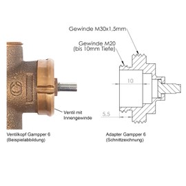 ET - EUROTRONIC Technology GmbH Eurotronic 700109 Gampper 6, Metalladapter fr Heizk?rperthermostate (Heizk?rperventiladapter, lange Lebensdauer, Zubeh?r fr Heizk?rperthermostat, Anschluss: M20)