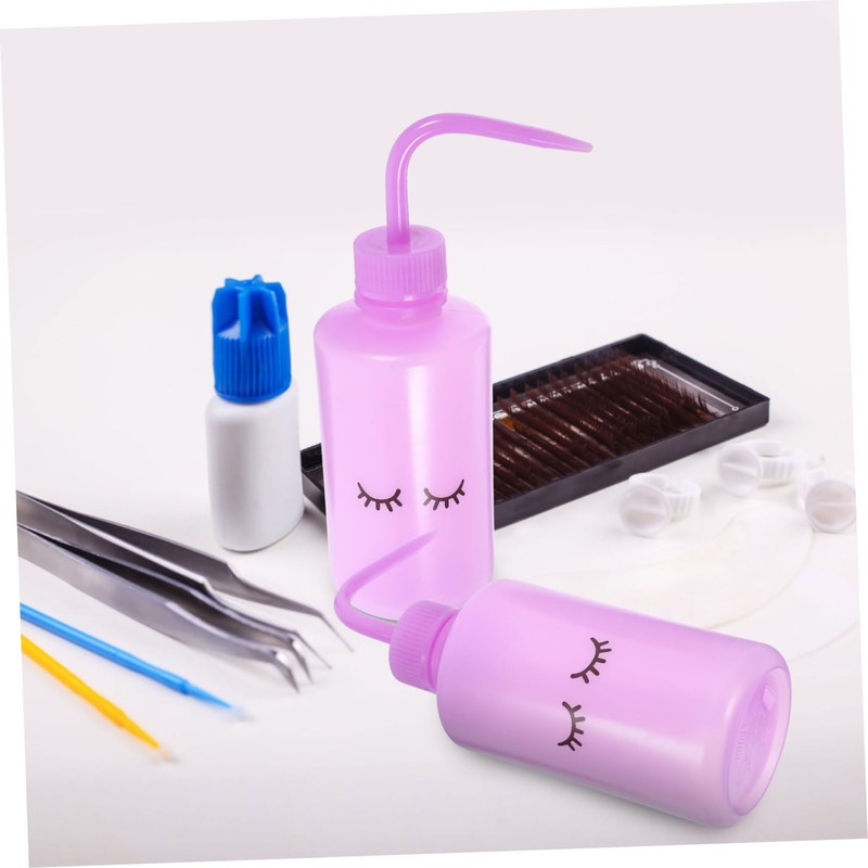 VICASKY 2pcs Lash Washing Bottles with Curved Spout Durable Squeeze